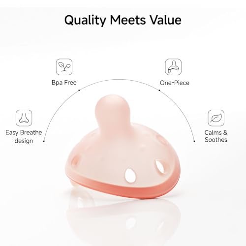 Garkoko Baby Pacifiers 1-6 Month, Breast-Like Shape Soft Silicone Newborn Pacifiers 3 Months with Large Air Holes, BPA-Free, 4pcs - Image 3