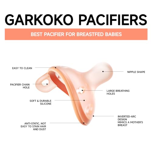 Garkoko Baby Pacifiers 1-6 Month, Breast-Like Shape Soft Silicone Newborn Pacifiers 3 Months with Large Air Holes, BPA-Free, 4pcs - Image 4