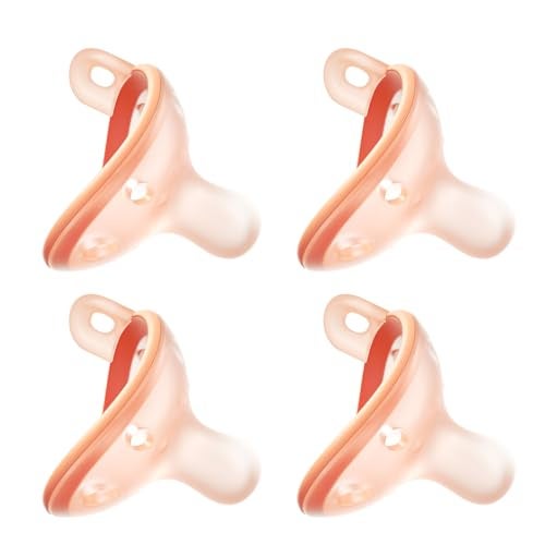 Garkoko Baby Pacifiers 1-6 Month, Breast-Like Shape Soft Silicone Newborn Pacifiers 3 Months with Large Air Holes, BPA-Free, 4pcs - Image 1