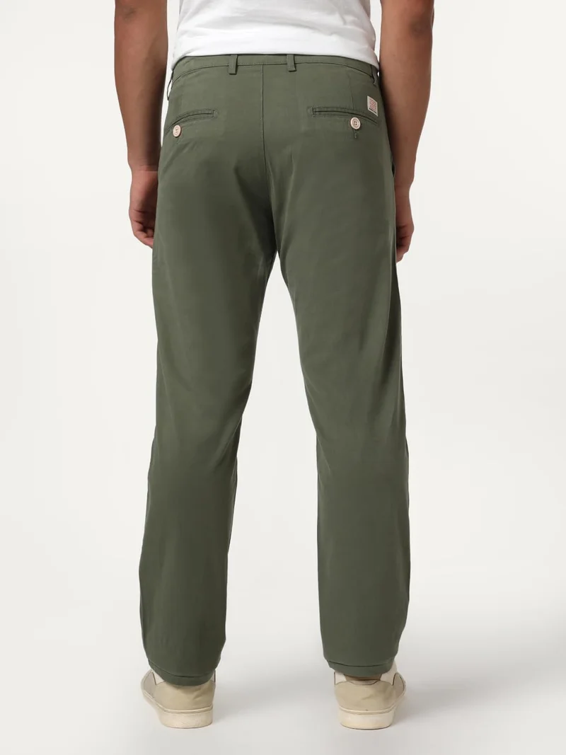 Urbano Fashion  Urbano Fashion Men's Sage Green Straight Fit Mid Rise Cotton Casual Chinos Trousers Stretch for Men | Best Price UAE