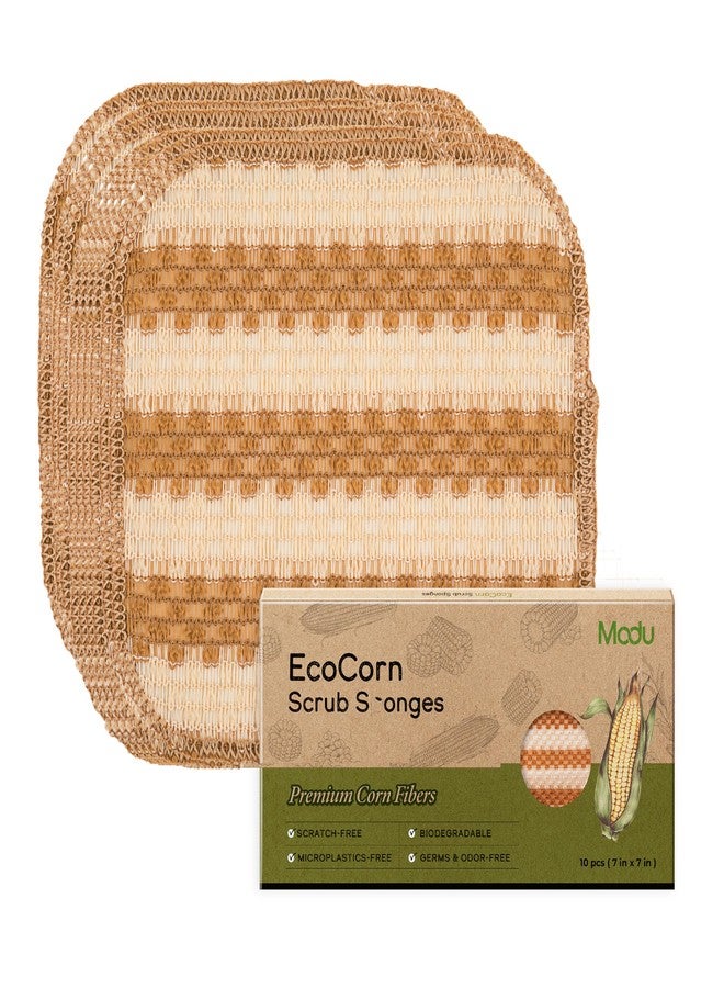 Modu 10 Pcs EcoCorn Dish Scrubber, Dishwashing Mesh Net, Kitchen Scrub Sponges-Biodegradable Corn Fiber, Non-Scratch, Ordor-Free, Microplastic-Free, All Purpose Kitchen & Household Cleaning (10 count) - Image 1