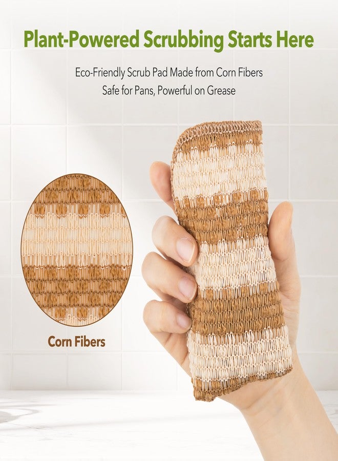 Modu 10 Pcs EcoCorn Dish Scrubber, Dishwashing Mesh Net, Kitchen Scrub Sponges-Biodegradable Corn Fiber, Non-Scratch, Ordor-Free, Microplastic-Free, All Purpose Kitchen & Household Cleaning (10 count) - Image 2