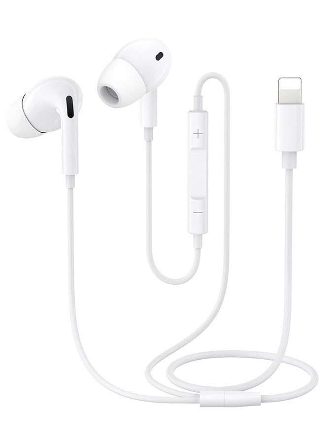 Generic - Wired Earbuds Headphones with Lightning Plug & Microphone for iPhone, Built-in Volume Control, High Bass Stereo Wired Earphones for iPhone, iPad, & Compatible with Other Lightning Port Devices, All iOS System (White) - Image 1