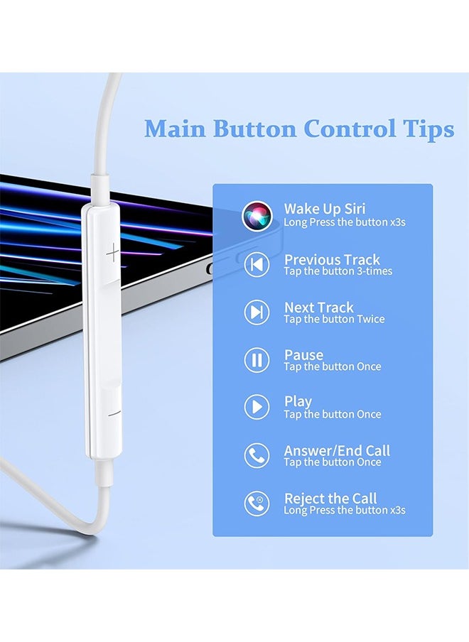 Generic - Wired Earbuds Headphones with Lightning Plug & Microphone for iPhone, Built-in Volume Control, High Bass Stereo Wired Earphones for iPhone, iPad, & Compatible with Other Lightning Port Devices, All iOS System (White) - Image 1