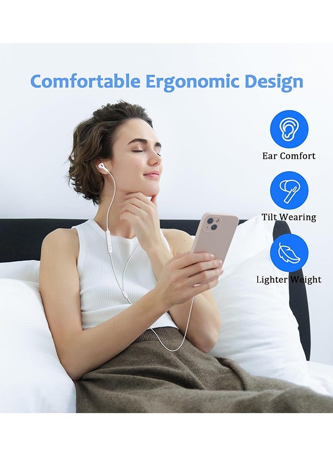 Generic - Wired Earbuds Headphones with Lightning Plug & Microphone for iPhone, Built-in Volume Control, High Bass Stereo Wired Earphones for iPhone, iPad, & Compatible with Other Lightning Port Devices, All iOS System (White) - Image 1