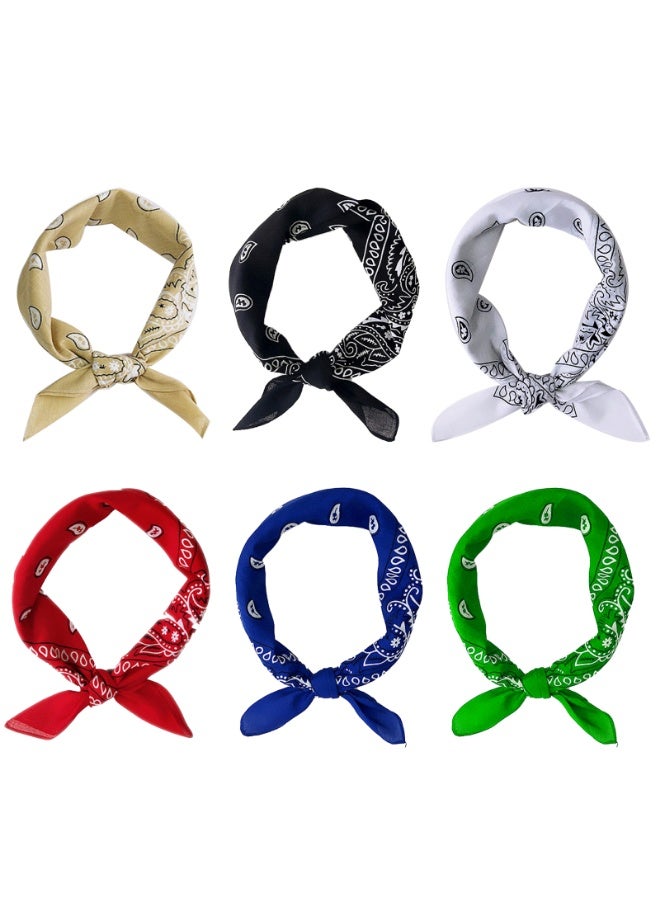 الرجال النساء الباندانا القطن، 6 حزمة، سكوير بيزلي المنديل وربطة الرأس سكارف - Image 1