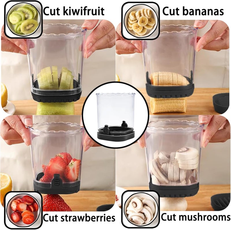 Hendiy Strawberry Slicer with Stainless Blades | Egg & Fruit Slicer Cup for Banana, Cucumber, Mushroom | ABS Detachable Kitchen Gadget - Precision Berry Cutter Tool (Black, 1-Pack) - Image 3