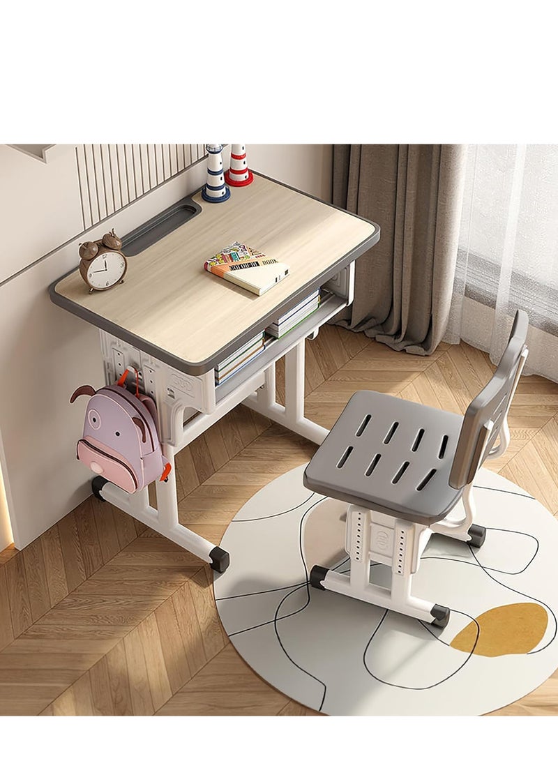 ZUIHAO Adjustable Height Children Kids Study Desk and Chair Set Multifunctional School Student Writing Desk Study Table and Chair Set with Storage Drawer Sturdy Reading Chair Desk  - Image 5