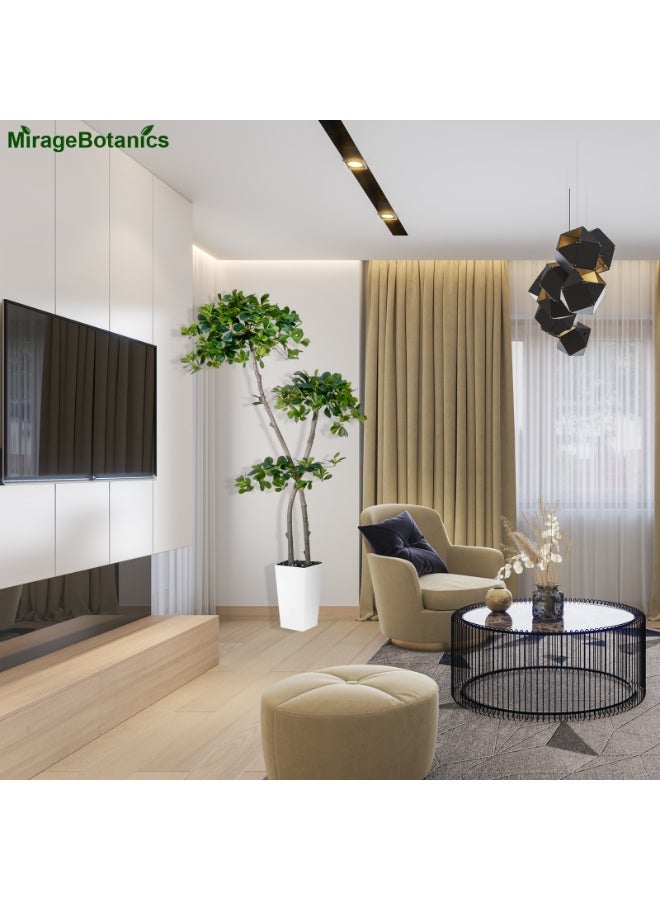 MirageBotanics 150cm Tall Artificial Black Olive Tree with 959 Lifelike Leaves, Fake Plant in White Tall Planters, Faux Olive Tree with 2 Poles for Living Room Office Garden Decor - Image 4