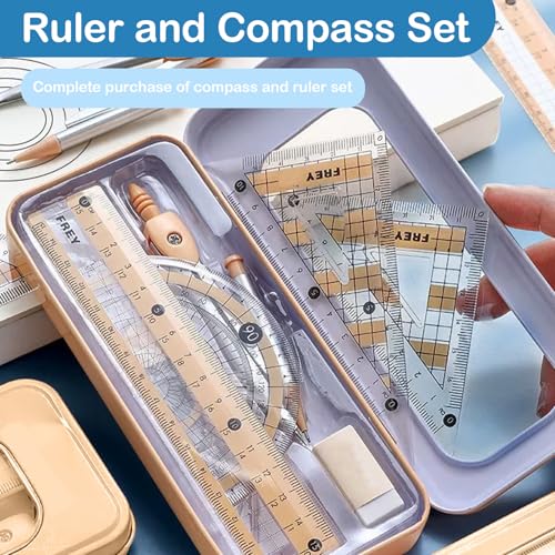 Oligitdi 7-Piece Geometry Set, Includes Ruler, Protractor, Set Squares, Compass, Eraser, Math Drawing Kit for Students - Image 5
