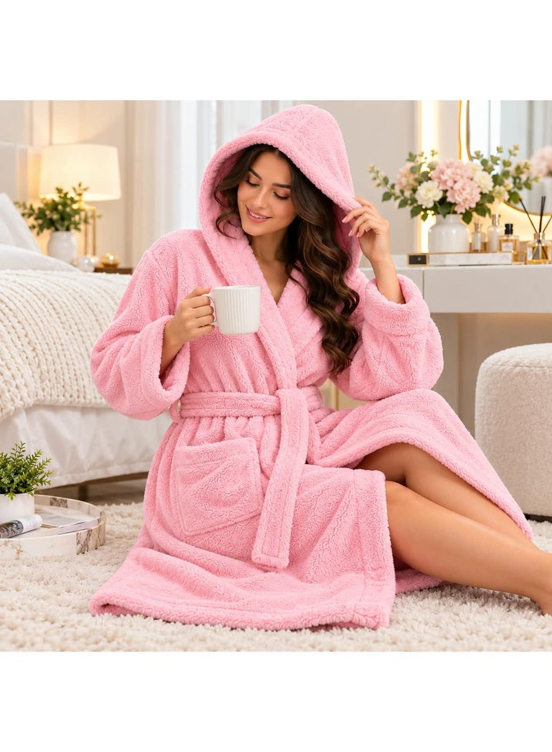 سوفيرا برنص حمام نسائي فاخر مقاس XL بغطاء رأس وحزام خصر – برنص استحمام نسائي ناعم ودافئ طويل للمنزل والحمام – رداء حمام حريمي مريح وأنيق للاسترخاء والاستخدام اليومي - Image 5