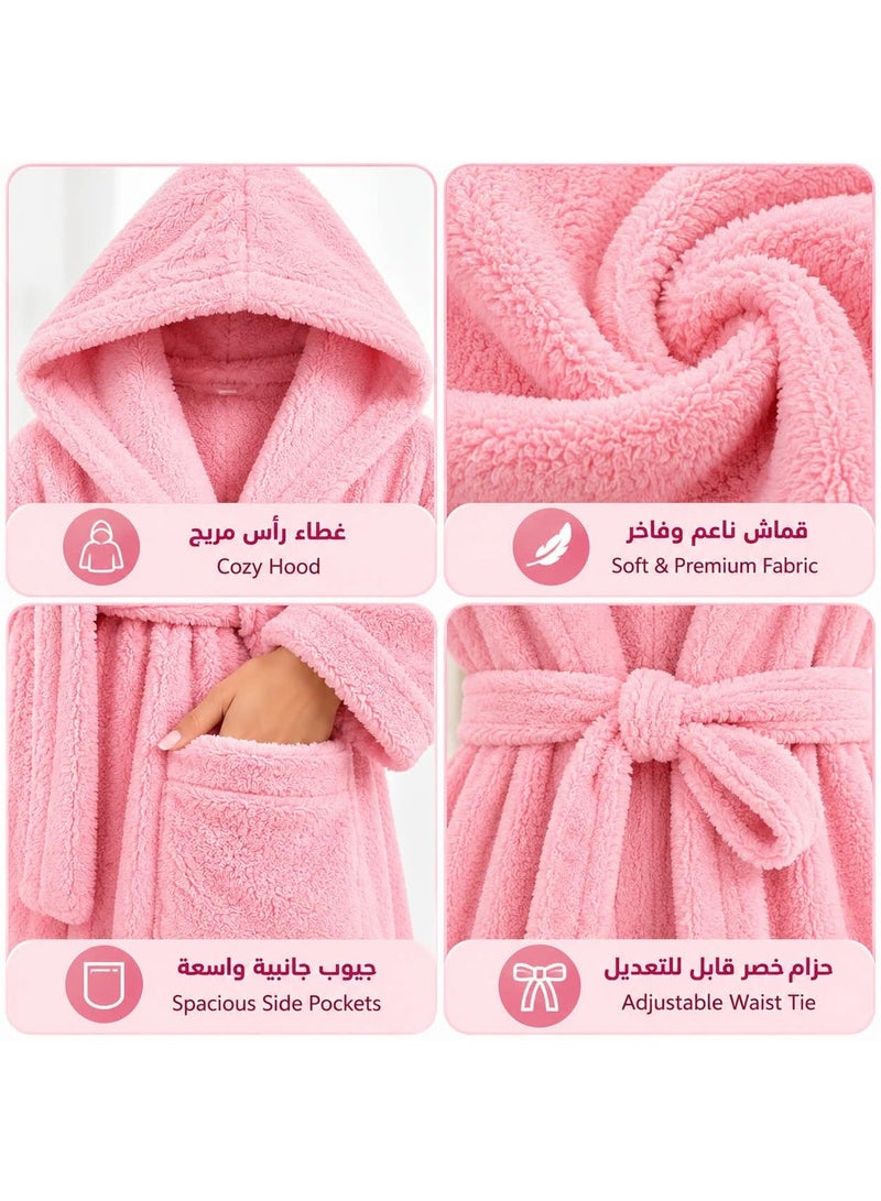 سوفيرا برنص حمام نسائي فاخر مقاس XL بغطاء رأس وحزام خصر – برنص استحمام نسائي ناعم ودافئ طويل للمنزل والحمام – رداء حمام حريمي مريح وأنيق للاسترخاء والاستخدام اليومي - Image 4