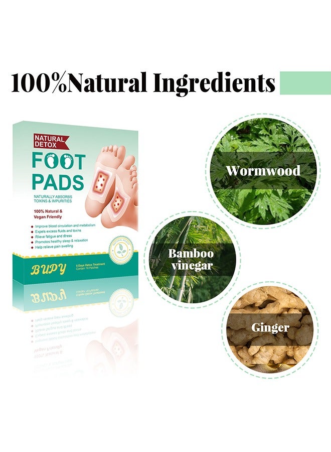 BUPY Natural Detox Foot Pads, Ginger Oil Bamboo Charcoal Foot Pads, Foot Care Patch, Effective Feet Health Patches, Better Sleep Quality 10 Patches - Image 2