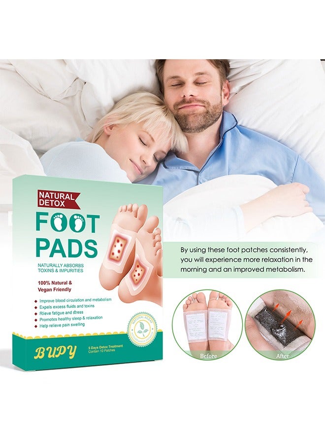 BUPY Natural Detox Foot Pads, Ginger Oil Bamboo Charcoal Foot Pads, Foot Care Patch, Effective Feet Health Patches, Better Sleep Quality 10 Patches - Image 5