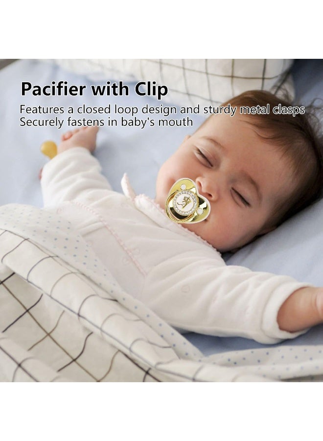 جلوجلو Golden Letter Baby Pacifier, Personalized Bling Pacifier with Pacifier Clips and Anti-Dust Cover for Baby Shower Newborn Birthday Photography(Letter A) - Image 2