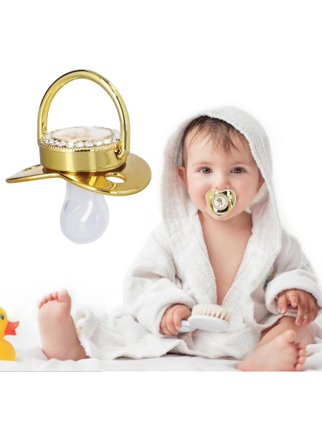 جلوجلو Golden Letter Baby Pacifier, Personalized Bling Pacifier with Pacifier Clips and Anti-Dust Cover for Baby Shower Newborn Birthday Photography(Letter A) - Image 4