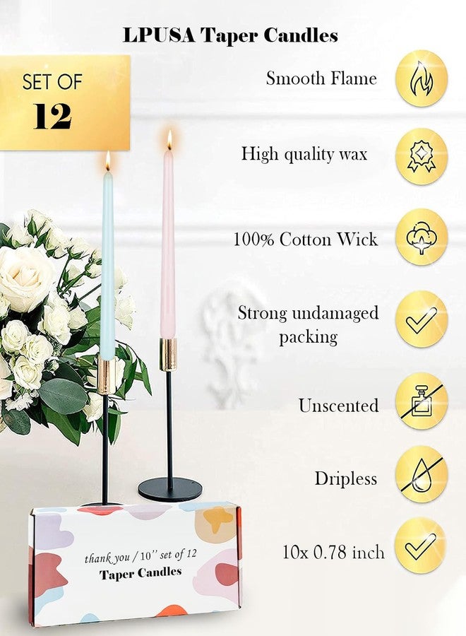 LPUSA 10" Colored Taper Candles-12 Pack Tall Candlesticks-Unscented Dripless Candles 8 Hour Burn for Spring, Home Decor, Dinner, Holidays, Weddings,Christmas Home Decor - Image 3