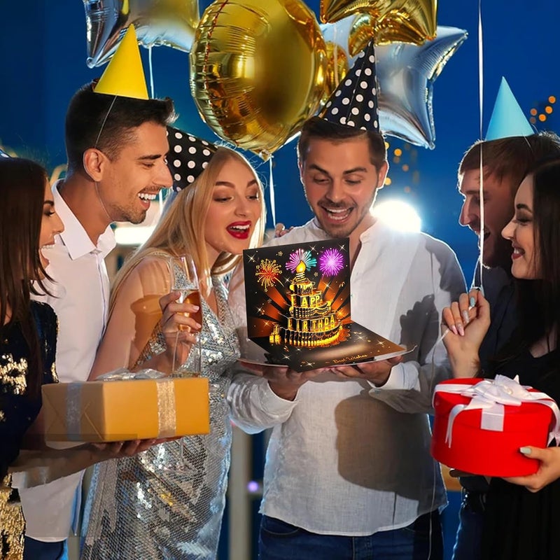 بطاقات عيد ميلاد موسيقية من ، بطاقة ثلاثية الأبعاد مع موسيقى وضوء، بطاقات عيد ميلاد مع شمعة قابلة للنفخ تفاعلية، هدية لها/له/أمي/جدة/زوجة/زوج - Image 2