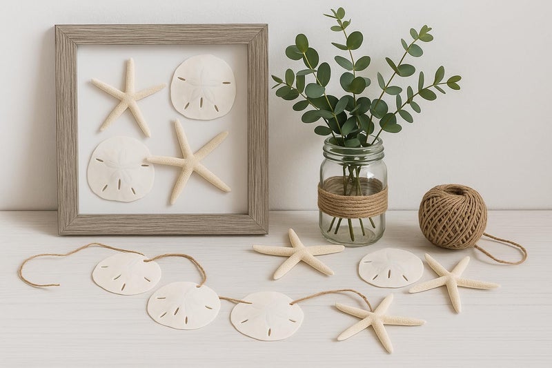 Nautical Crush Trading Real Finger Starfish & Sand Dollar Decor - 3 White Starfish 4-6" and 3 Sand Dollars 3-3.5" - Sea Stars - Beach Wedding Decor - Coastal Party Decorations - Shells for Crafts - Image 2
