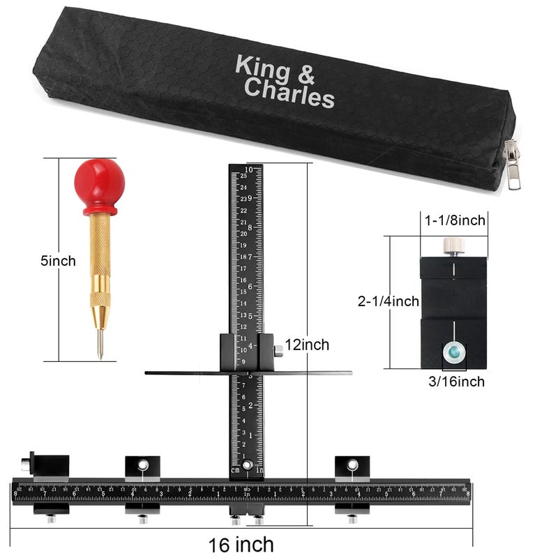 King&Charles Cabinet Hardware Jig, Aluminum Alloy Cabinet Handle Jig with Automatic Center Punch, Avoid Jitter Caused by Direct Drilling, Use for Handles and Pulls on Drawers/Doors. - Image 3