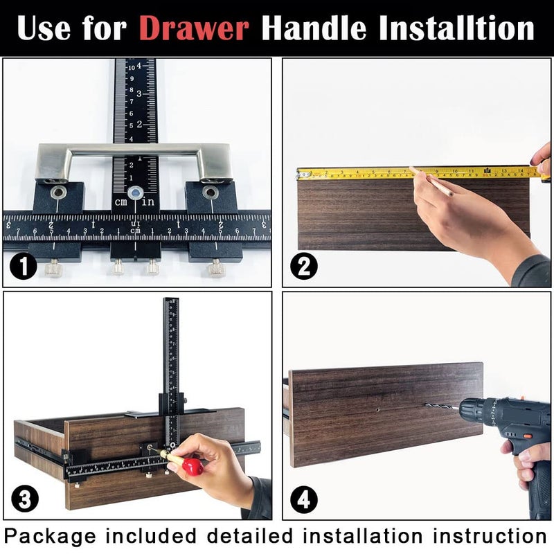 King&Charles Cabinet Hardware Jig, Aluminum Alloy Cabinet Handle Jig with Automatic Center Punch, Avoid Jitter Caused by Direct Drilling, Use for Handles and Pulls on Drawers/Doors. - Image 4