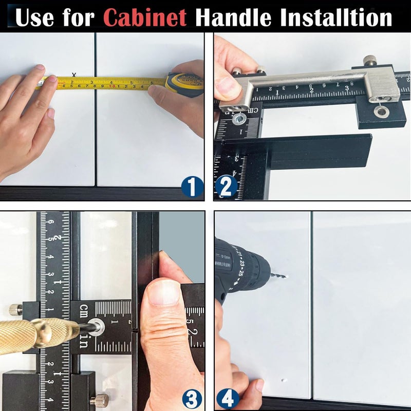 King&Charles Cabinet Hardware Jig, Aluminum Alloy Cabinet Handle Jig with Automatic Center Punch, Avoid Jitter Caused by Direct Drilling, Use for Handles and Pulls on Drawers/Doors. - Image 5