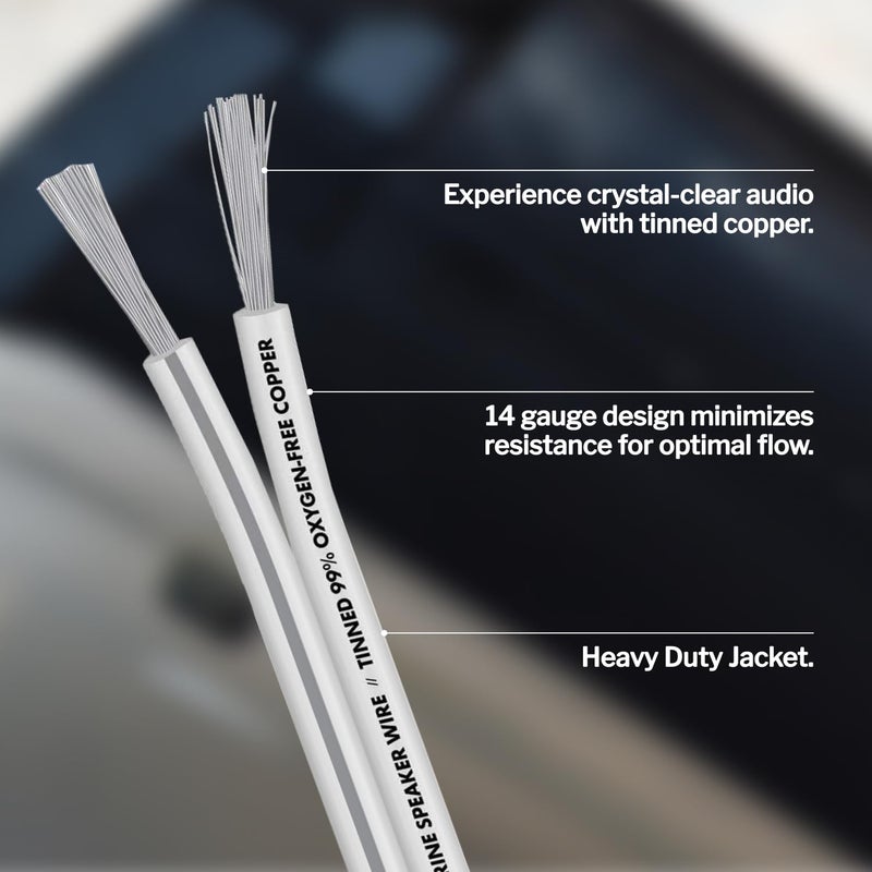InstallGear InstallGear 14 Gauge AWG Speaker Wire Cable (100ft - White) | White Speaker Cable | Speaker Wire 14 Gauge | Marine Wire 14 Gauge Wire for Outdoor, Automotive, and Marine  - Image 5