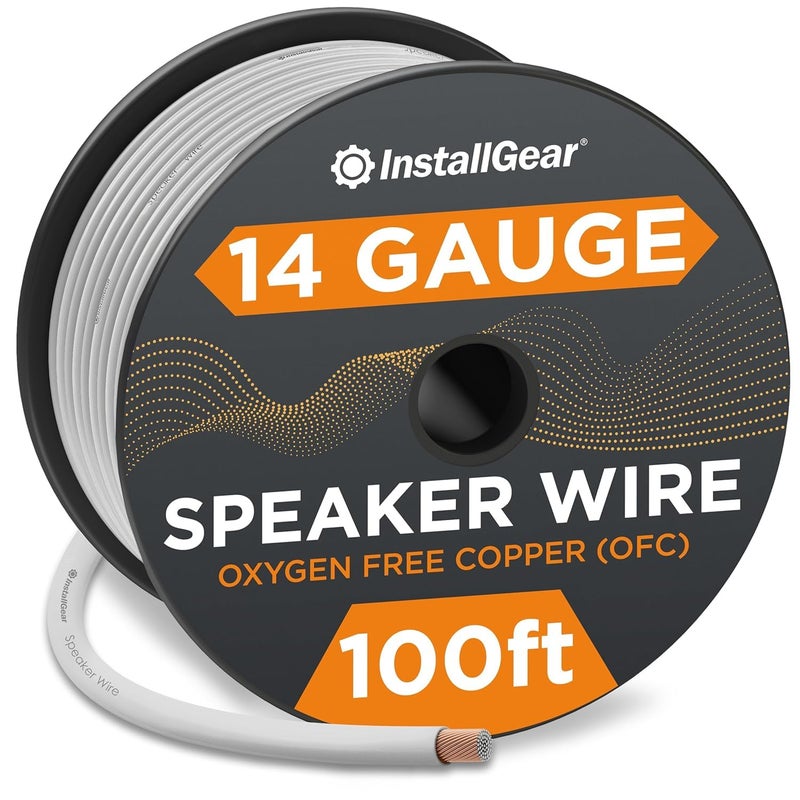 InstallGear InstallGear 14 Gauge AWG Speaker Wire Cable (100ft - White) | White Speaker Cable | Speaker Wire 14 Gauge | Marine Wire 14 Gauge Wire for Outdoor, Automotive, and Marine  - Image 1