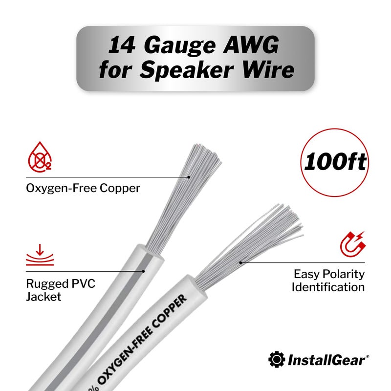InstallGear InstallGear 14 Gauge AWG Speaker Wire Cable (100ft - White) | White Speaker Cable | Speaker Wire 14 Gauge | Marine Wire 14 Gauge Wire for Outdoor, Automotive, and Marine  - Image 3