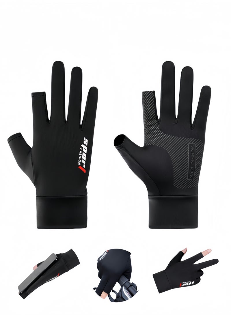 Generic Summer Fishing Gloves for Men UV Sun-Protection Cycling Gloves Anti-Slip Fingerless Gloves for Driving Hiking Outdoor  - Image 1