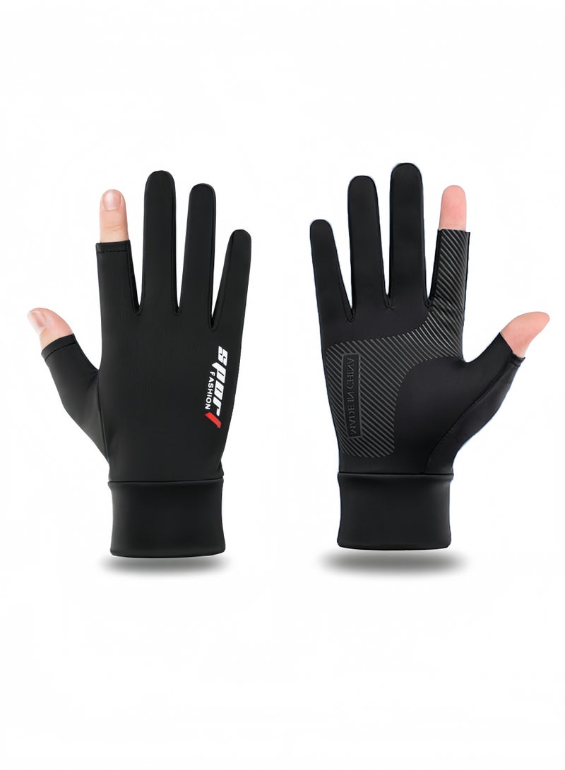 Generic Summer Fishing Gloves for Men UV Sun-Protection Cycling Gloves Anti-Slip Fingerless Gloves for Driving Hiking Outdoor  - Image 2
