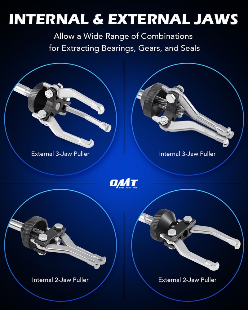 Orion Motor Tech مجموعة أدوات سحب المطرقة المنزلقة Orion Motor Tech 9-Way، مزيل محامل محور العجلة الأمامية وأداة سحب عمود المحور الخلفي، مجموعة أدوات سحب الخدوش - Image 4