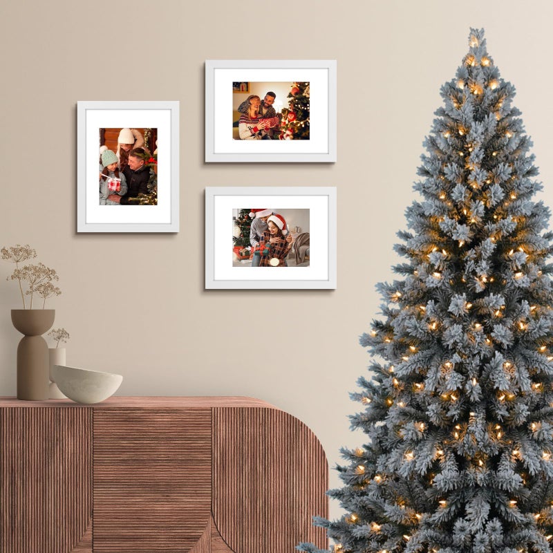 AUEAR  9x12 Picture Frames Set of 6  with Mat for 6x8 or 9x12 without Mat  Composite Wood Gallery Photo Frames with Plexiglass  Wall Mounting (White) - Image 4