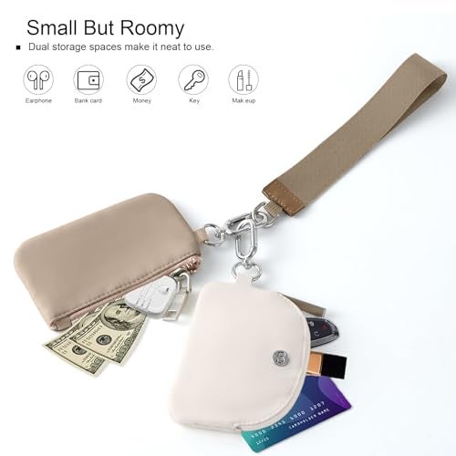 Babysun Mini Zip Around Dual Pouch Wristlet With 2 Straps Wristlet Keychain Wallet for Women Coin Purse Small Cute for Teen Girl - Image 3