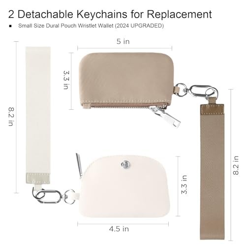 Babysun Mini Zip Around Dual Pouch Wristlet With 2 Straps Wristlet Keychain Wallet for Women Coin Purse Small Cute for Teen Girl - Image 2