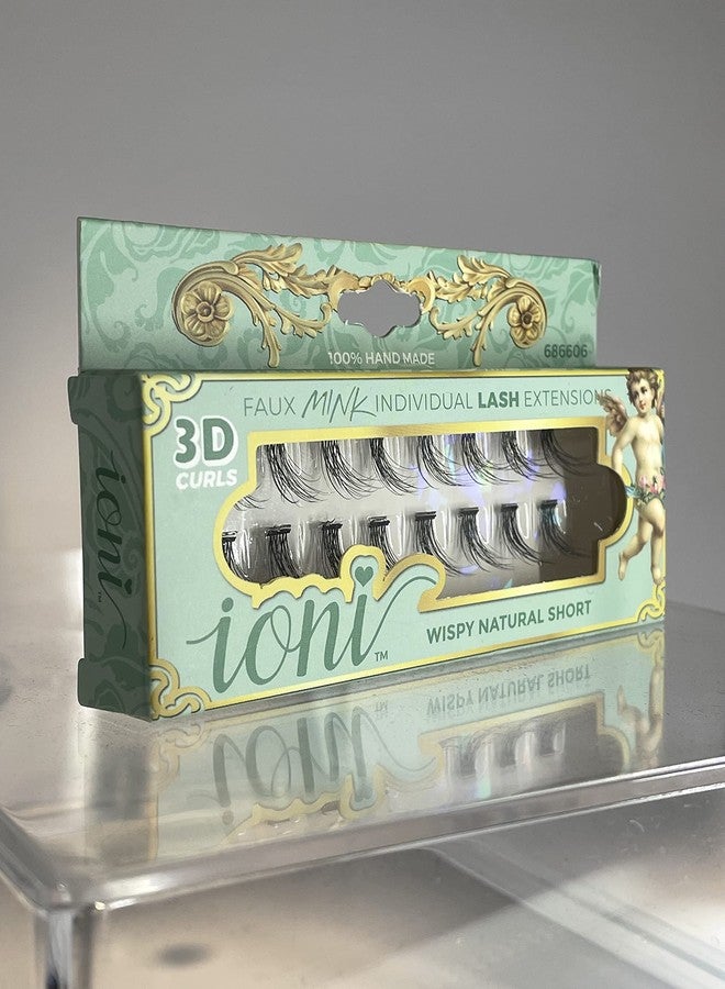 Ioni Cosmetics Faux Mink Individual Lash Extensons 3-STRAND Natural-Short, Black - Image 4