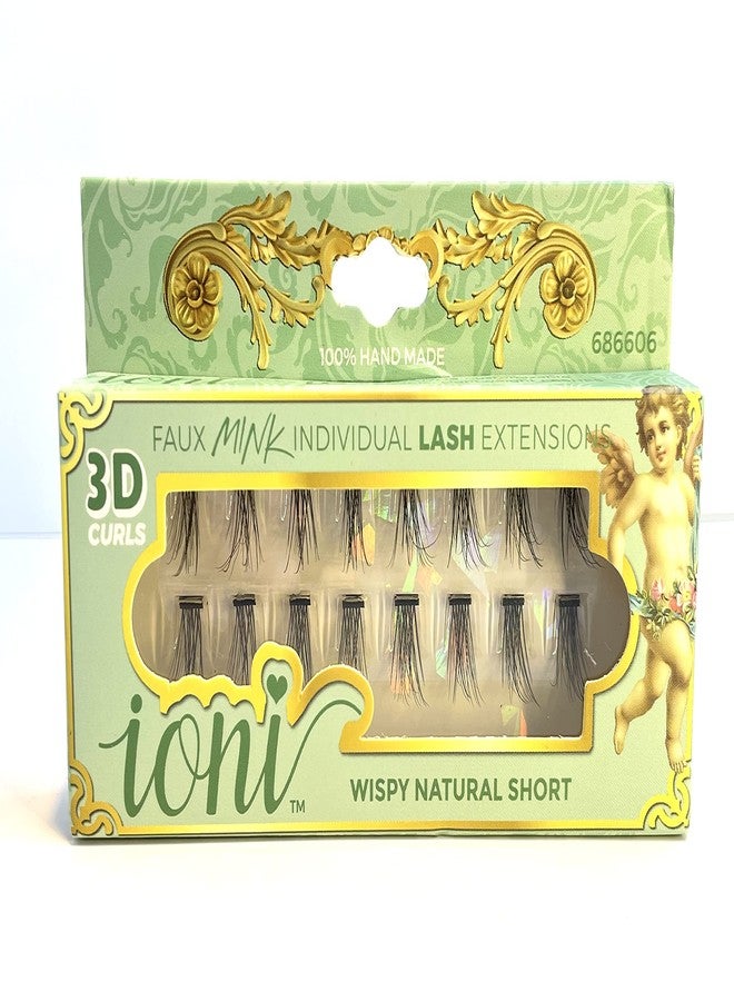 Ioni Cosmetics Faux Mink Individual Lash Extensons 3-STRAND Natural-Short, Black - Image 1