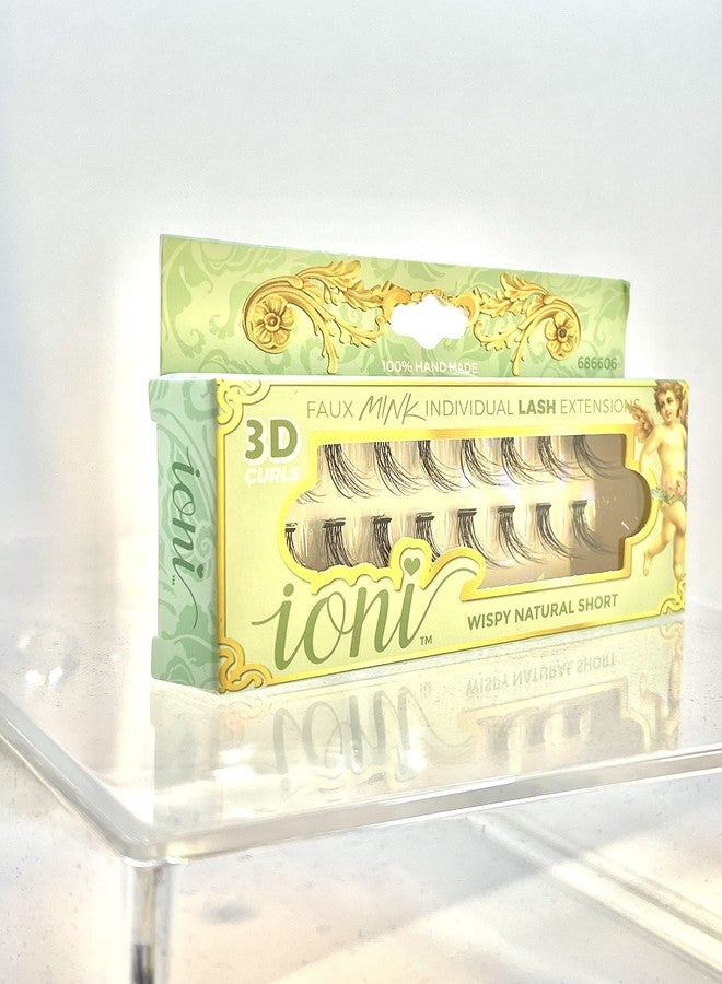 Ioni Cosmetics Faux Mink Individual Lash Extensons 3-STRAND Natural-Short, Black - Image 3