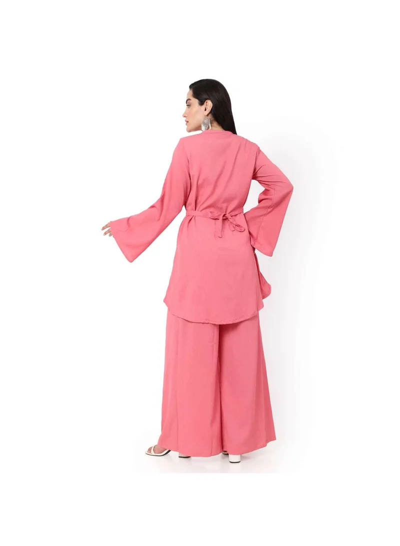 HANA & SARA MODEST TWO PIECE DRESS WITH SCARF AND BELT SOLID COLOUR ARABIC KAFTAN JALABIYA DRESS