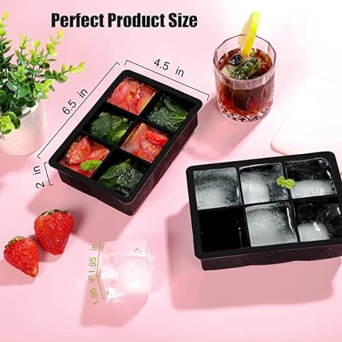 Sprqcart Large Ice Cube Tray Silicone Ice Cube Trays with Lid for Freezer Stackable Ice Cube Mould for Making Large Square Ice Cubes - Black (Pack of 2) - Image 2