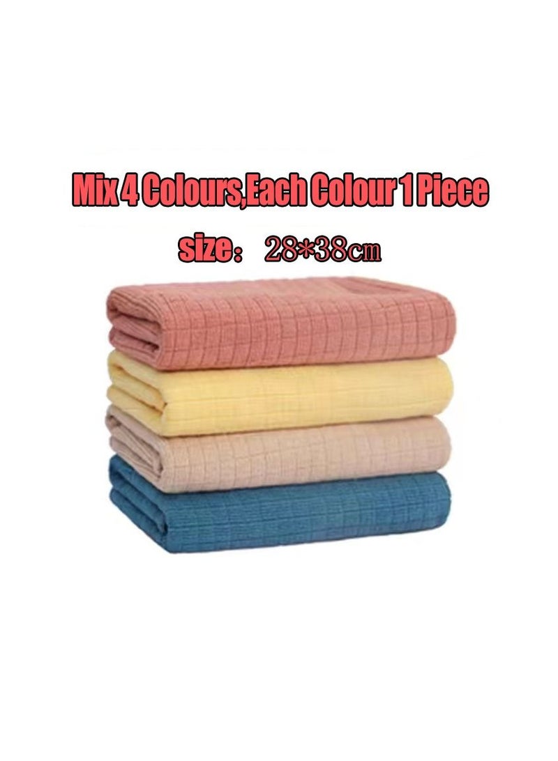 4-Pieces Oil and Stain Free Cleaning Towel Rag,Glass Kitchen Cleaning Cloth,Wipes Table Window Car Dish Towel Fish Scale Rag,Mix 4 Colours  - Image 3