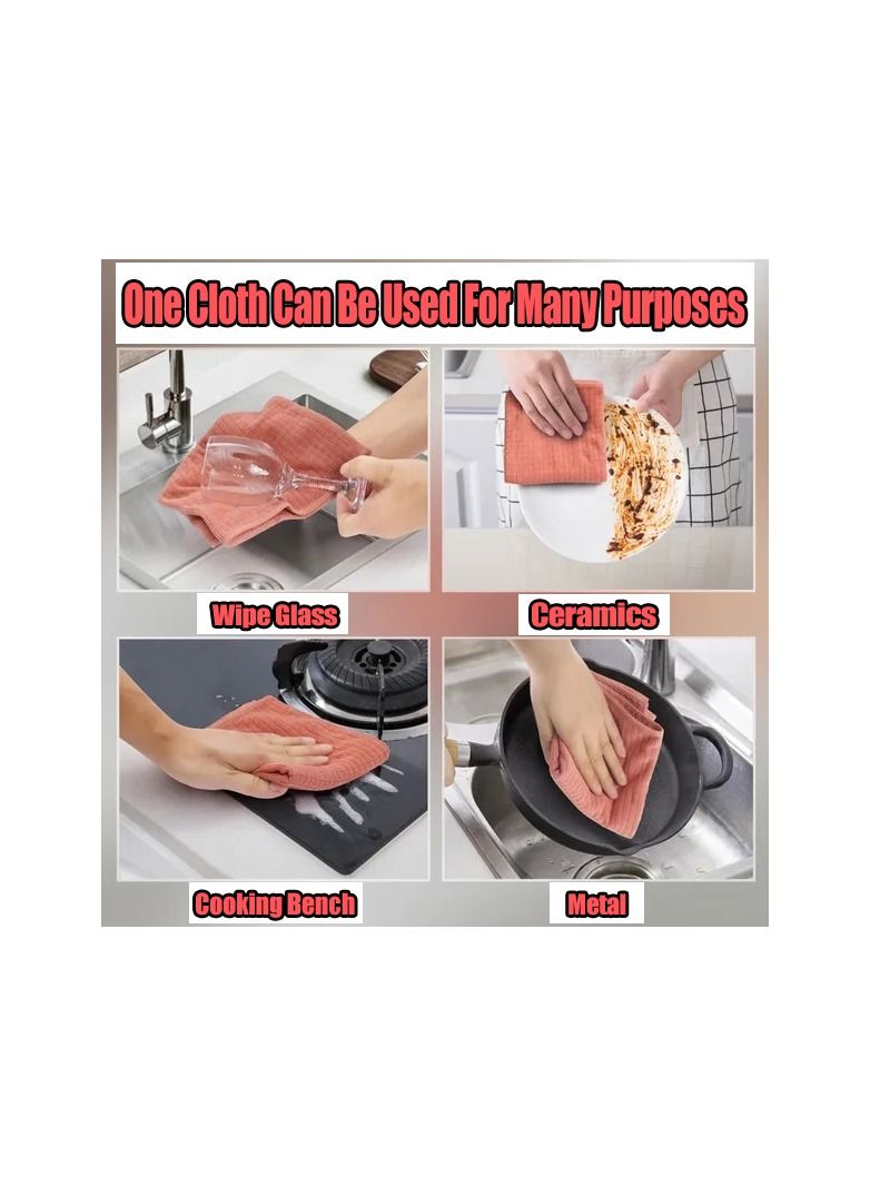 4-Pieces Oil and Stain Free Cleaning Towel Rag,Glass Kitchen Cleaning Cloth,Wipes Table Window Car Dish Towel Fish Scale Rag,Mix 4 Colours  - Image 2