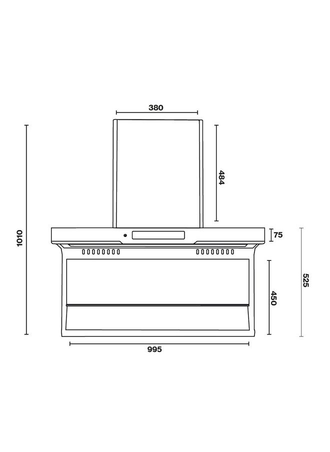 kitchen Pro - Modern Artificial Intelligence Extractor Hood - 90 CM - 1400 Suction Power - Black - AAS-9303 - Image 1