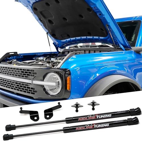 Redline Tuning نظام Redline Tuning 21-11039-02 Hood MaxLIFT Plus متوافق مع Ford Bronco 2021+ (جميع المكونات باللون الأسود - نظام تركيب بالبراغي) - Image 1