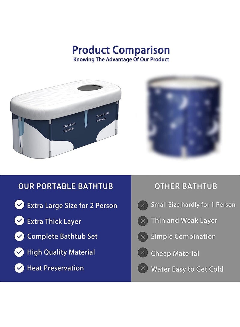 WALALLA Waterproof Large Portable Foldable Layer Bathtub and Family SPA Soaking Tub Barrel, Household Shower with Organizer Bag - Image 3