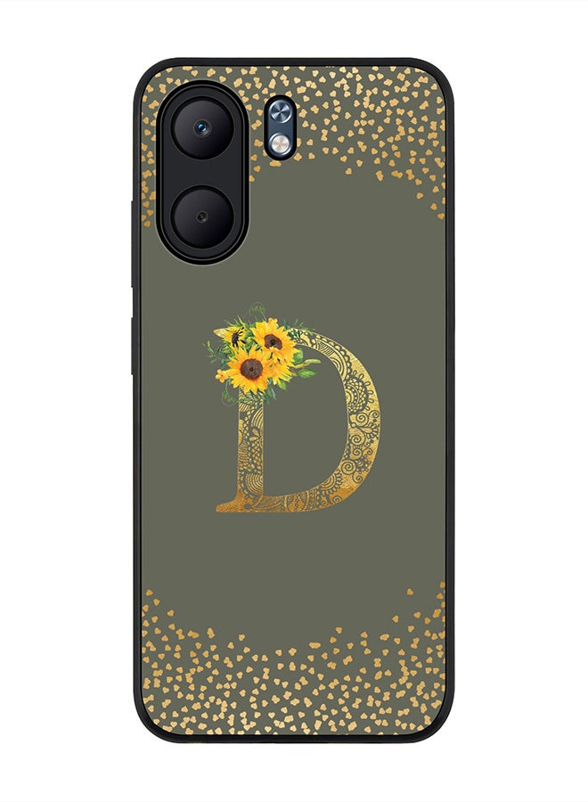 Stylizedd For Oppo A5x 5G / A5x 4G Case,Slim fit Camera Protection, Shockproof Thin Phone cover  - Custom Floral Monogram - D  (Olive Green )