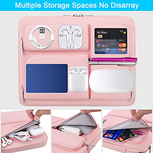 Lacdo 360° Protective Laptop Sleeve Case for 13 inch New MacBook Air M4 A3240 2025, M3 A3113, M2 A2681, M1 A2337 | 13" MacBook Pro M2/M1 A2338 A2251 | 13" iPad Pro M5 / iPad Air M3 Computer Bag, Pink - Image 5