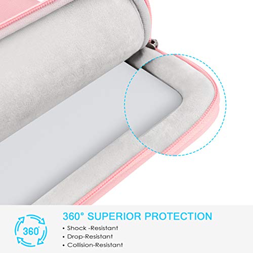 Lacdo 360° Protective Laptop Sleeve Case for 13 inch New MacBook Air M4 A3240 2025, M3 A3113, M2 A2681, M1 A2337 | 13" MacBook Pro M2/M1 A2338 A2251 | 13" iPad Pro M5 / iPad Air M3 Computer Bag, Pink - Image 3