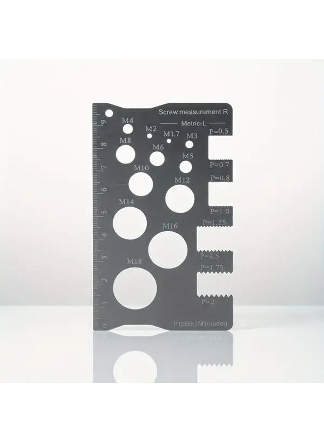 Silvery Stainless Steel Screw Bolt Measuring Ruler M12 Thread Gauge Tool - Image 1