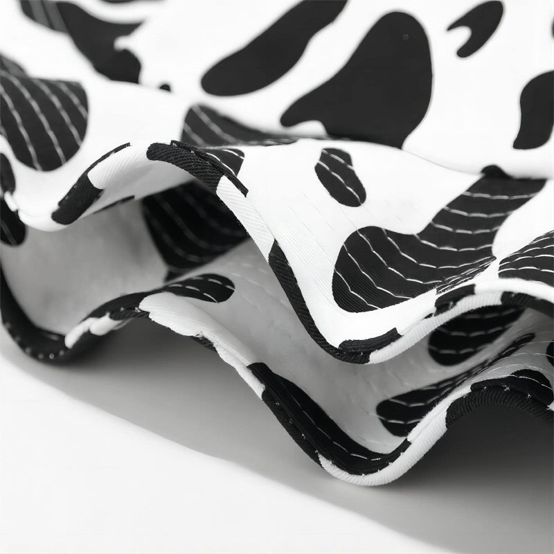 QANQIUPLE Cow Print Bucket Hat with Cute Horn Ears Cow Print Summer Beach Sun Hat Fisherman's Cow Bucket Hat White - Image 5